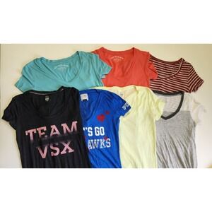 Lot of Womens T Shirts XS V neck A&E Aero Victoria Secret Lot of 7 Cute Tees